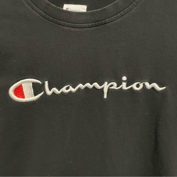 Champion Essential Black Long Sleeve Tee 100% Cotton Men’s Medium - Picture 4 of 10